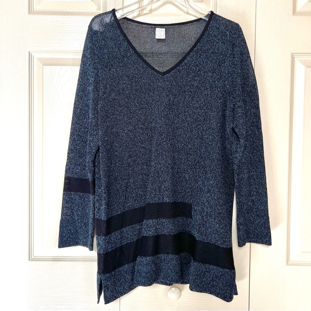 NWOT Barbara Wells Studio Blue & Black V-Neck Sweater